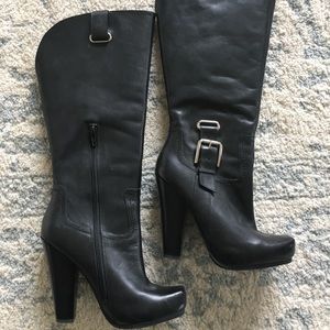 Jessica Simpson tall black buckled leather boots